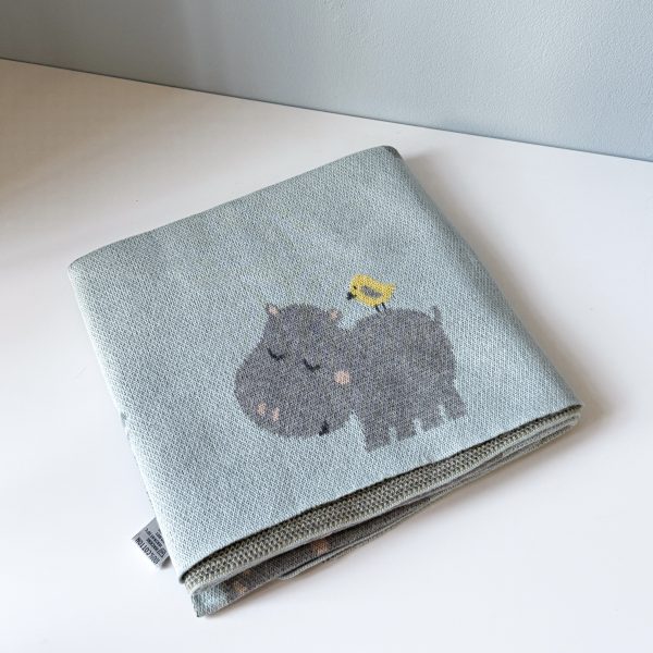 IMG_0401 Babydecke „Happy Hippo“ aus Baumwolle – 80x100 cm